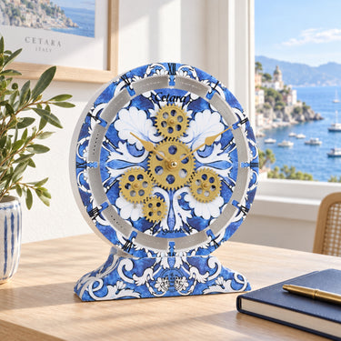 HORLOGE DE BUREAU/MURALE CONVERTIBLE AVEC VRAIS ENGRENAGES MOBILES 10 POUCES VERT AQUA