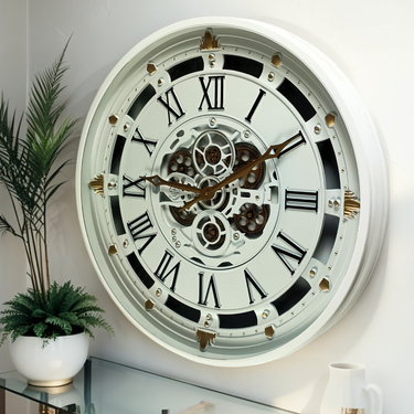 BELGIUM LINE WALL CLOCK ROUND 26 INCH WHITE