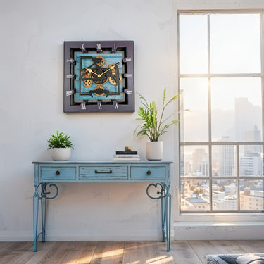 CANADA LINE DESK CLOCK SQUARE (HYBRID WALL) 10 INCH OCEAN BLUE