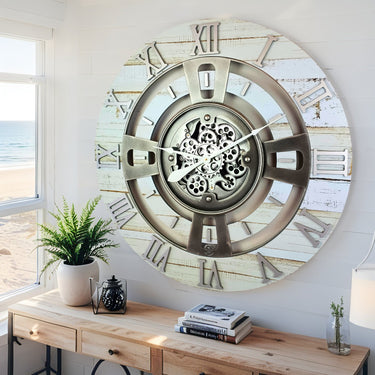 ENGLAND LINE WALL CLOCK ROUND 24 INCH DESERT BEIGE