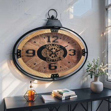 FINLAND LINE WALL CLOCK OVAL 26 INCH "ESPOO" WOOD-BLACK