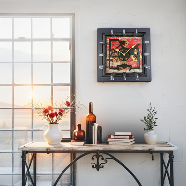 CANADA LINE DESK CLOCK SQUARE (HYBRID WALL) 10 INCH RED LAVA