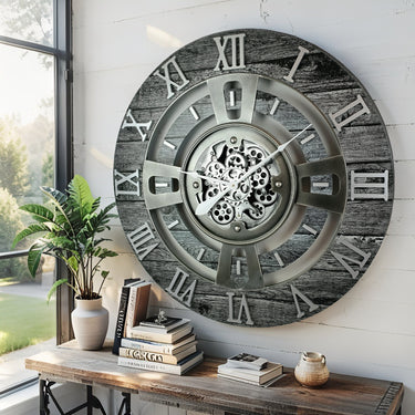 ENGLAND LINE WALL CLOCK ROUND 24 INCH CARBON GREY