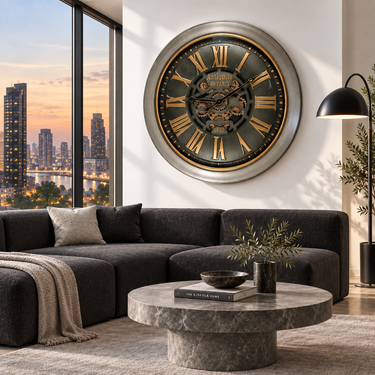 LUXEMBOURG LINE WALL CLOCK ROUND 40 INCH "BUURGLAATZ" BRONZE-ANTIQUE
