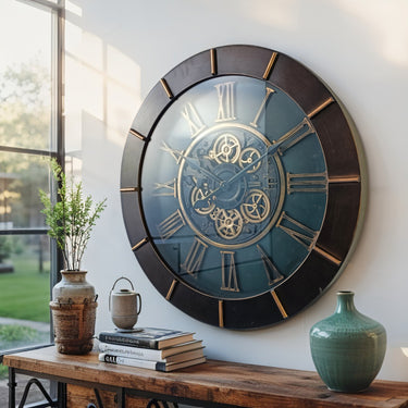 AUSTRIA LINE WALL CLOCK ROUND 32 INCH "INNSBRUCK" DARK-BROWN