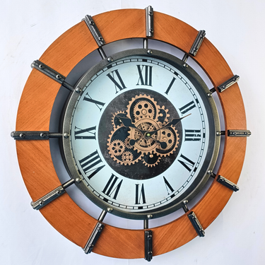 AUSTRIA LINE WALL CLOCK ROUND 26 INCH "GRAZ" BROWN-WHITE