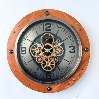 AUSTRIA LINE WALL CLOCK ROUND 26 INCH "VIENNA" BROWN-SILVER