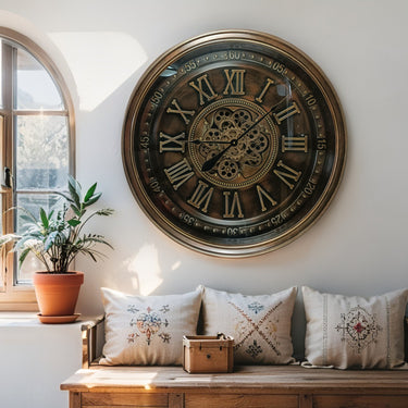 IRELAND LINE WALL CLOCK ROUND 32 INCH "DUBLIN" BRONZE-ANTIQUE