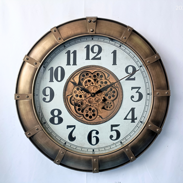 GERMANY LINE WALL CLOCK ROUND 32 INCH "STUTTGART" SILVER-WHITE