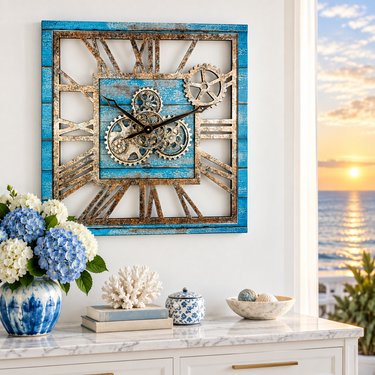 AMERICA LINE WALL CLOCK SQUARE 24 INCH OCEAN BLUE