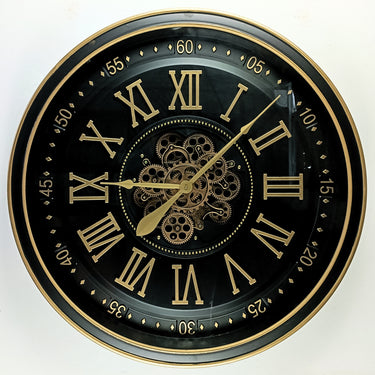 IRELAND LINE WALL CLOCK ROUND 32 INCH "GALWAY" BLACK-ANTIQUE