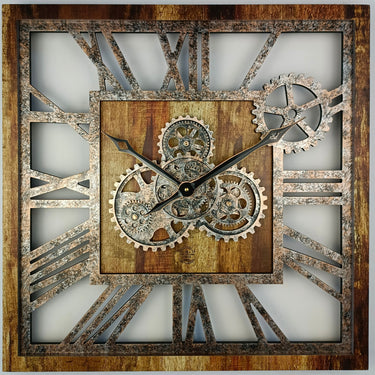 AMERICA LINE WALL CLOCK SQUARE 24 INCH VINTAGE BROWN