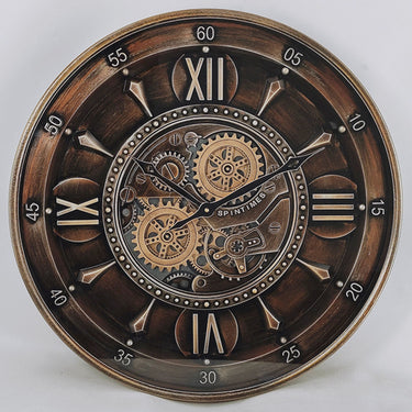 IRELAND LINE WALL CLOCK ROUND 24 INCH "WATERFORD" DARK-BRONZE