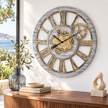 AMERICA LINE WALL CLOCK ROUND 36 INCH SILVER GREY