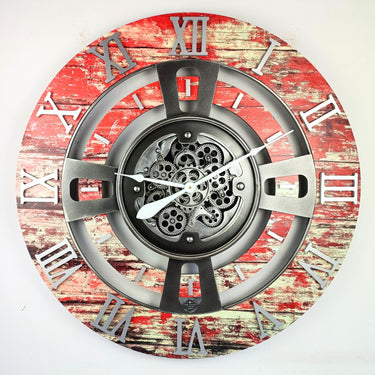 ENGLAND LINE WALL CLOCK ROUND 36 INCH RED LAVA