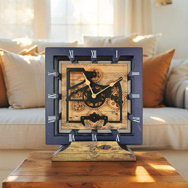 CANADA LINE DESK CLOCK SQUARE (HYBRID WALL) 10 INCH VINTAGE BROWN