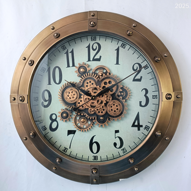 GERMANY LINE WALL CLOCK ROUND 32 INCH "COLOGNE" BRASS-COPPER