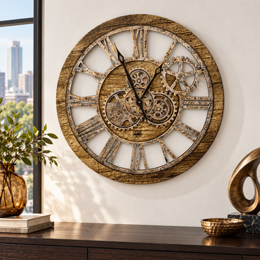 AMERICA LINE WALL CLOCK ROUND 24 INCH GOLD ANTIQUE
