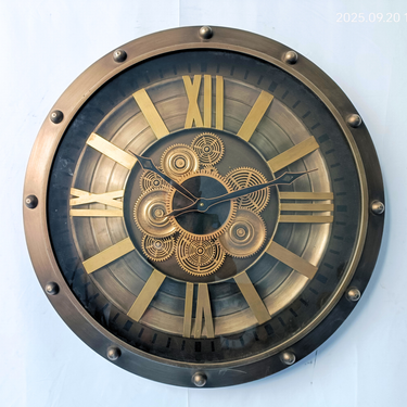 GERMANY LINE WALL CLOCK ROUND 26 INCH "BERLIN" GREY-COPPER"
