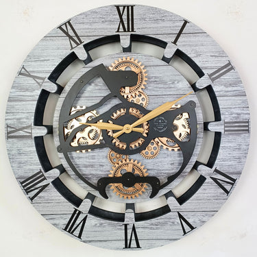 CANADA LINE WALL CLOCK ROUND 24 INCH SILVER GREY