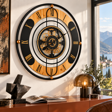 SWITZERLAND LINE WALL CLOCK ROUND 36 INCH BLACK