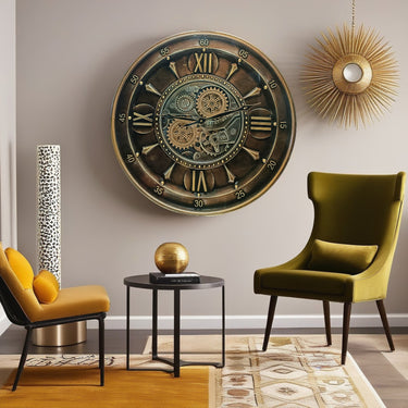 IRELAND LINE WALL CLOCK ROUND 24 INCH "WATERFORD" DARK-BRONZE