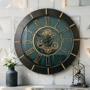 AUSTRIA LINE WALL CLOCK ROUND 32 INCH "INNSBRUCK" DARK-BROWN