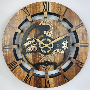 CANADA LINE WALL CLOCK ROUND 24 INCH VINTAGE BROWN