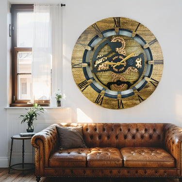 CANADA LINE WALL CLOCK ROUND 24 INCH GOLD ANTIQUE