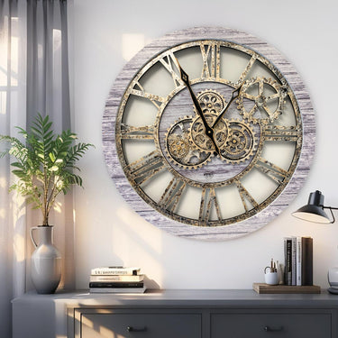 AMERICA LINE WALL CLOCK ROUND 24 INCH SILVER GREY