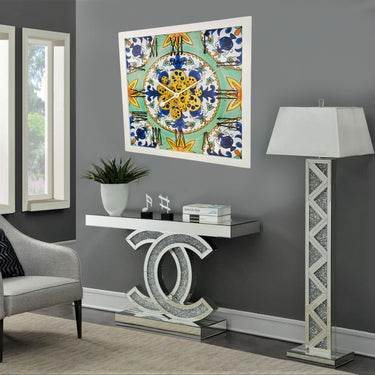 HORLOGE DE BUREAU/MURALE CONVERTIBLE AVEC VRAIS ENGRENAGES MOBILES 10 POUCES VERT AQUA