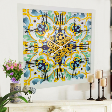 HORLOGE DE BUREAU/MURALE CONVERTIBLE AVEC VRAIS ENGRENAGES MOBILES 10 POUCES VERT AQUA