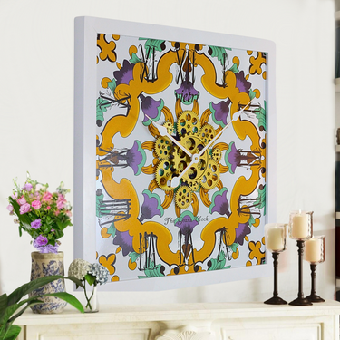 HORLOGE DE BUREAU/MURALE CONVERTIBLE AVEC VRAIS ENGRENAGES MOBILES 10 POUCES VERT AQUA