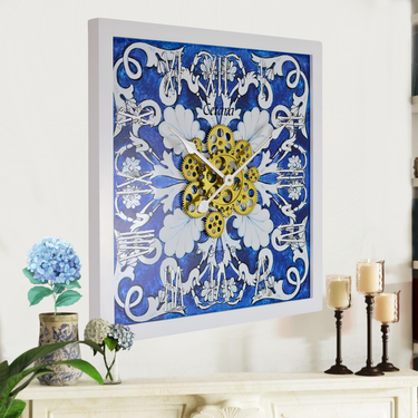 HORLOGE DE BUREAU/MURALE CONVERTIBLE AVEC VRAIS ENGRENAGES MOBILES 10 POUCES VERT AQUA