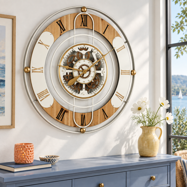 SWITZERLAND LINE WALL CLOCK ROUND 36 INCH WHITE