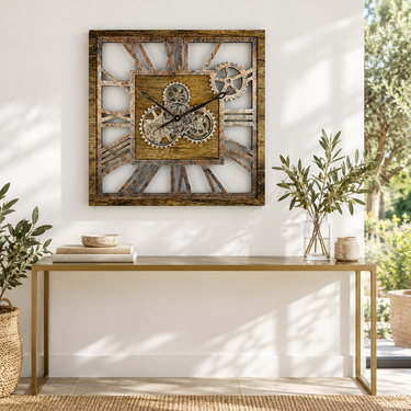 AMERICA LINE WALL CLOCK SQUARE 24 INCH GOLD ANTIQUE