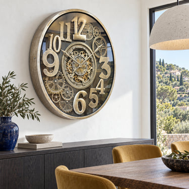 MONACO LINE WALL CLOCK ROUND 40 INCH "FONTVIELLE" BRONZE-BRASS