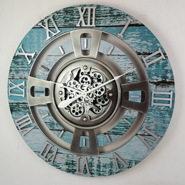 ENGLAND LINE WALL CLOCK ROUND 36 INCH AQUA GREEN