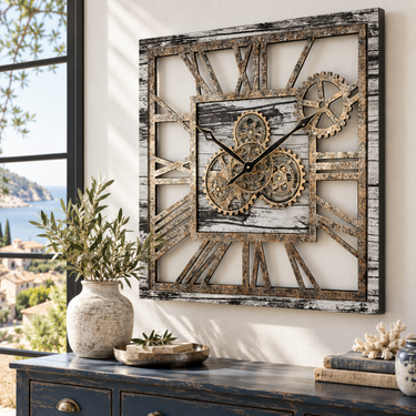 AMERICA LINE WALL CLOCK SQUARE 24 INCH GREY AND WHITE