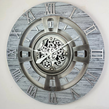 ENGLAND LINE WALL CLOCK ROUND 36 INCH SILVER GREY