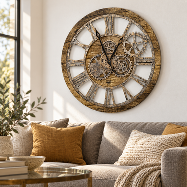 AMERICA LINE WALL CLOCK ROUND 24 INCH GOLD ANTIQUE