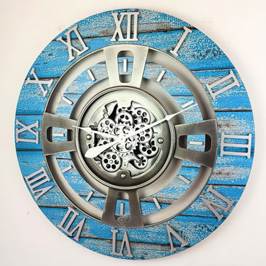 ENGLAND LINE WALL CLOCK ROUND 36 INCH OCEAN BLUE