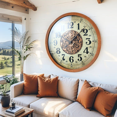 FINLAND LINE WALL CLOCK ROUND 32 INCH "OULU" BROWN-WHITE