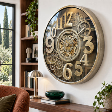 MONACO LINE WALL CLOCK ROUND 40 INCH "FONTVIELLE" BRONZE-BRASS