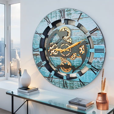 CANADA LINE WALL CLOCK ROUND 24 INCH AQUA GREEN