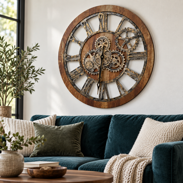 AMERICA LINE WALL CLOCK ROUND 24 INCH VINTAGE BROWN