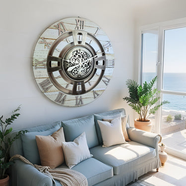 ENGLAND LINE WALL CLOCK ROUND 24 INCH DESERT BEIGE