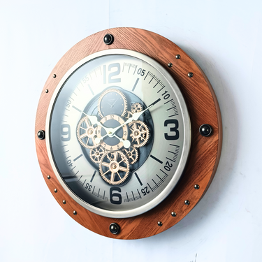 AUSTRIA LINE WALL CLOCK ROUND 26 INCH "VIENNA" BROWN-SILVER