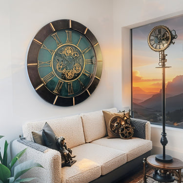 AUSTRIA LINE WALL CLOCK ROUND 24 INCH "LINZ" DARK-BROWN