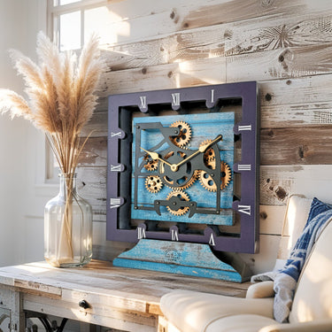 CANADA LINE DESK CLOCK SQUARE (HYBRID WALL) 10 INCH OCEAN BLUE